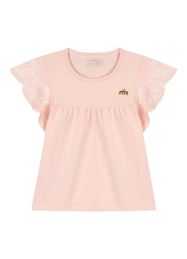 Milli e Nina - Conjunto Blusa e Shorts em Cotton Linho Rosa 2