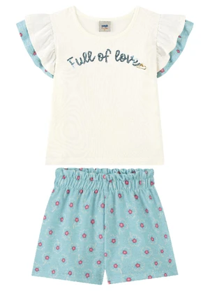 Marlan - Conjunto Blusa e Shorts em Cotton Menina Azul - MARLAN