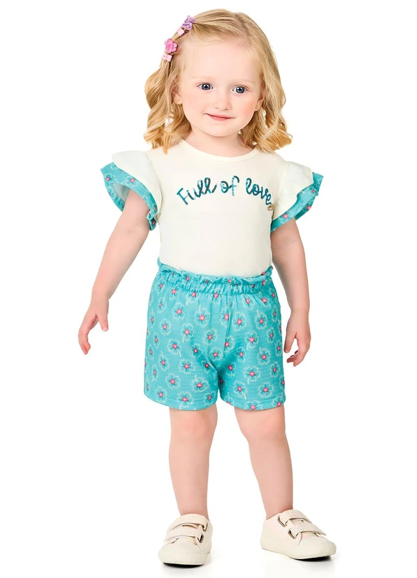 Marlan - Conjunto Blusa e Shorts em Cotton Menina Azul