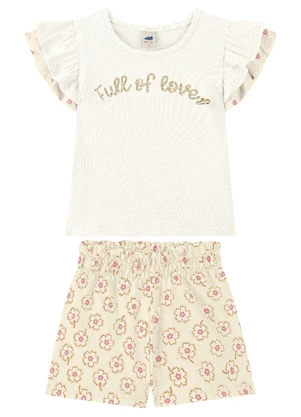 Marlan - Conjunto Blusa e Shorts em Cotton Menina Bege - MARLAN