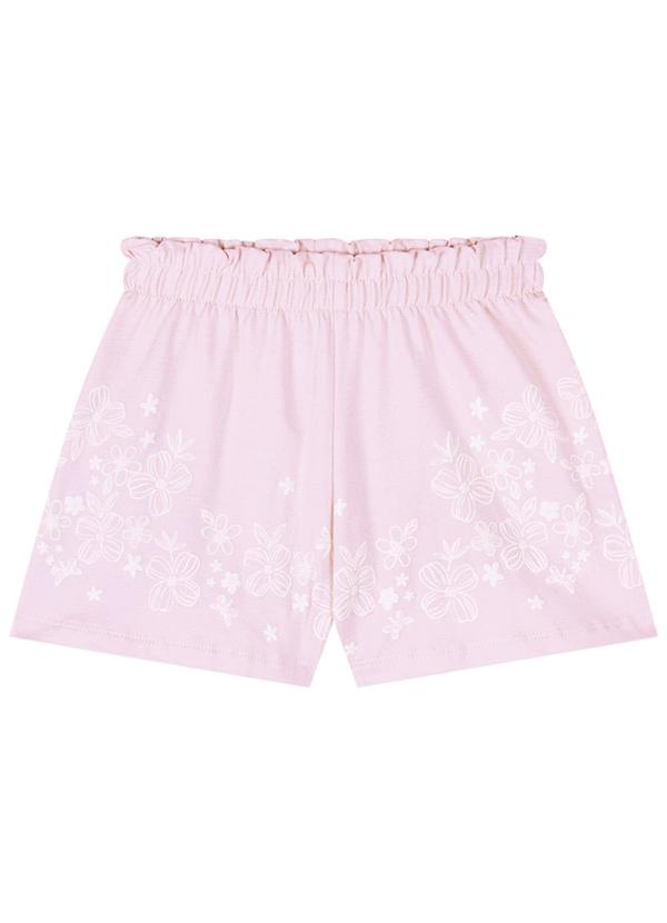 Milli e Nina - Conjunto Blusa e Shorts em Cotton Penteado Rosa 2