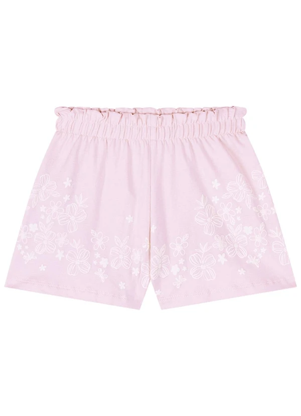 Milli e Nina - Conjunto Blusa e Shorts em Cotton Penteado Rosa 2