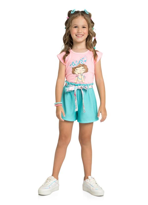 Marlan - Conjunto Blusa e Shorts em Cotton Rosa