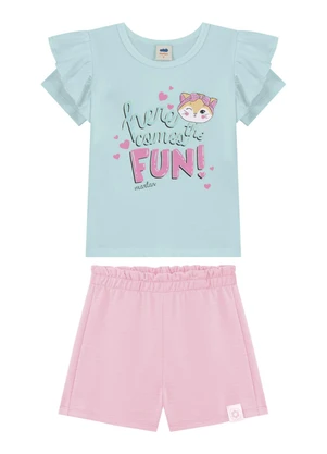 Marlan - Conjunto Blusa e Shorts em Cotton Verde - MARLAN