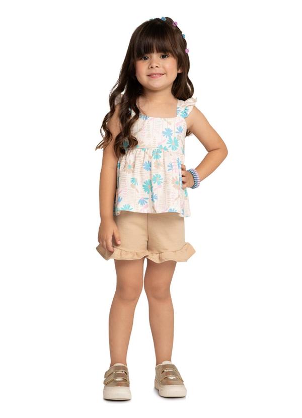 Marlan - Conjunto Blusa e Shorts em Fleece Jeans Azul