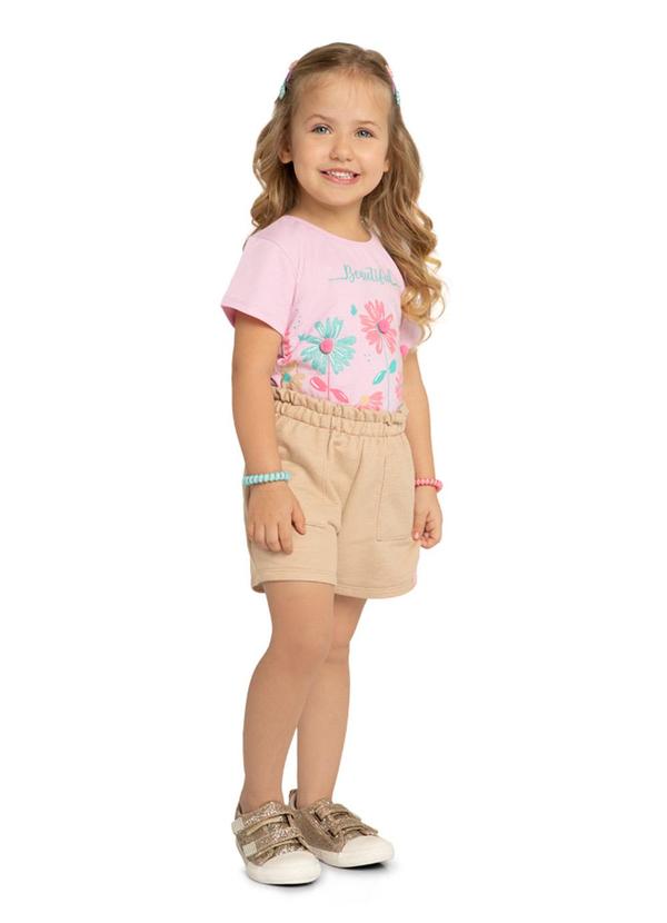 Marlan - Conjunto Blusa e Shorts em Fleece Jeans Rosa