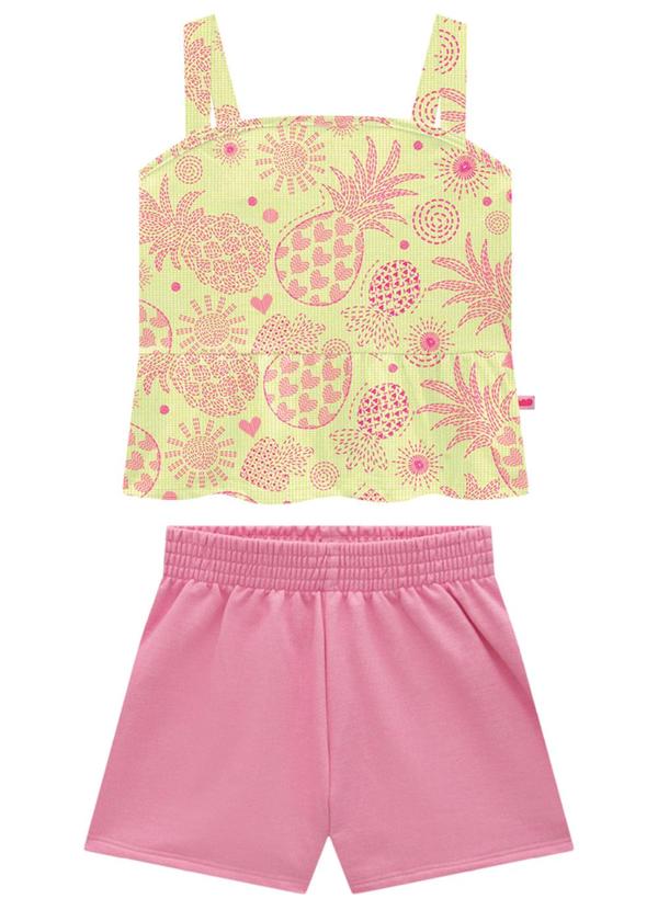 Marlan - Conjunto Blusa e Shorts em Fleece Jeans Verde
