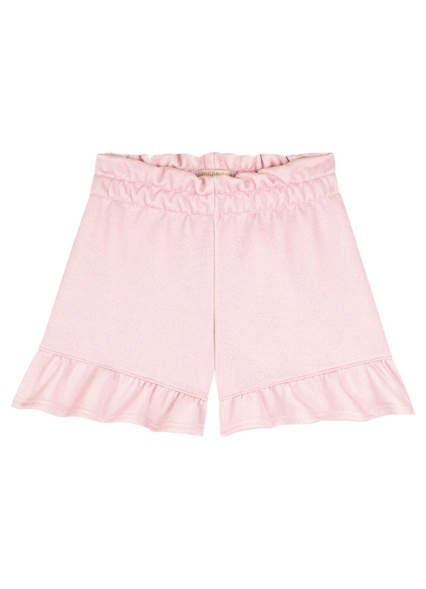 Milli e Nina - Conjunto Blusa e Shorts em Fleece Linho Rosa 2