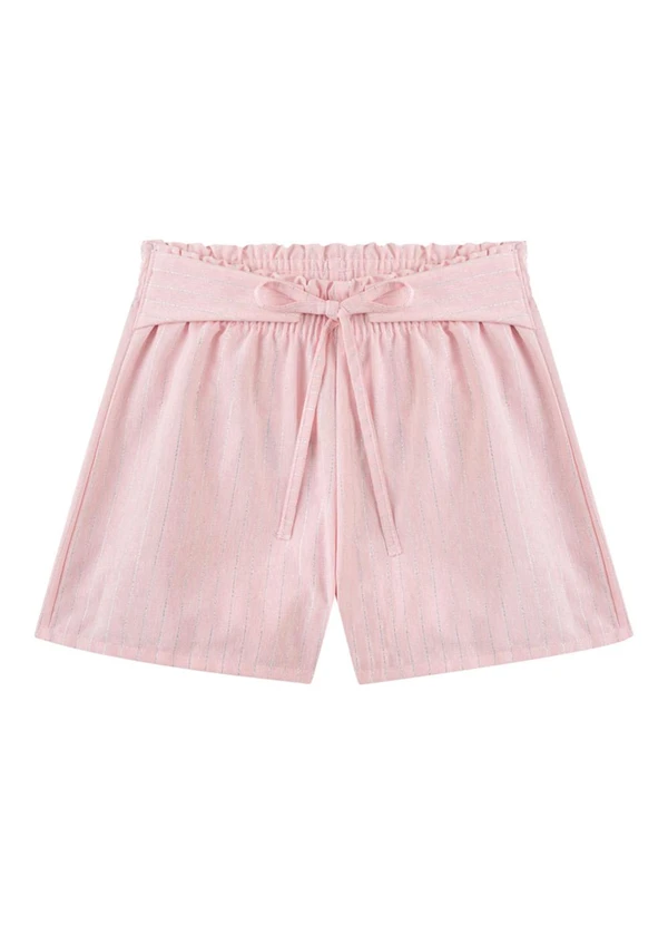 Milli e Nina - Conjunto Blusa e Shorts em Linho Brilho Bege 4