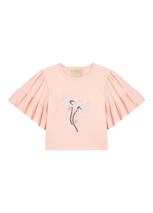 Milli e Nina - Conjunto Blusa e Shorts em Linho Brilho Rosa - MILLI E NINA
