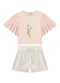 Milli e Nina - Conjunto Blusa e Shorts em Linho Brilho Rosa - variação: Rosa