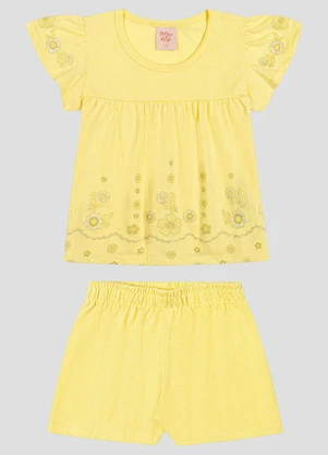 Kely Kety - Conjunto Blusa e Shorts em Malha Collor Amarelo - KELY KETY