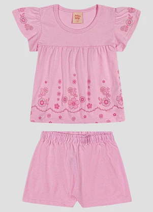 Kely Kety - Conjunto Blusa e Shorts em Malha Collor Rosa - KELY KETY