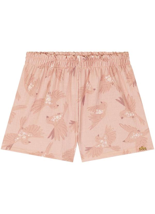 Milli e Nina - Conjunto Blusa e Shorts em Malha Enrugada Bege 2