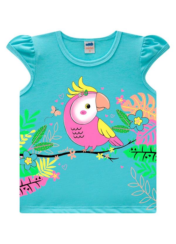 Marlan - Conjunto Blusa e Shorts em Malha Newtech Azul