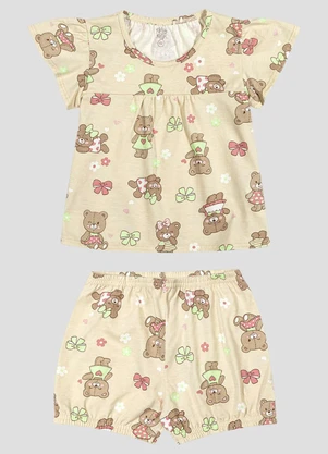 Kely Kety - Conjunto Blusa e Shorts em Meia Malha Bege - KELY KETY