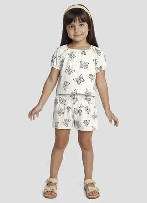 Kely Kety - Conjunto Blusa e Shorts em Meia Malha Bege - KELY KETY