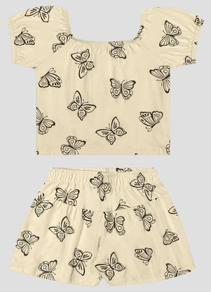 Kely Kety - Conjunto Blusa e Shorts em Meia Malha Bege - KELY KETY