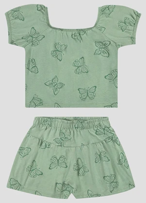 Kely Kety - Conjunto Blusa e Shorts em Meia Malha Verde - KELY KETY