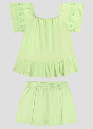 Kely Kety - Conjunto Blusa e Shorts em Meia Malha Verde - KELY KETY