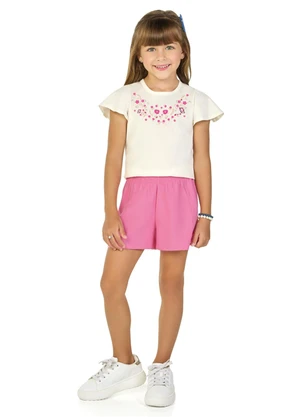 Marlan - Conjunto Blusa e Shorts em Molecotton Jeans Bege - MARLAN