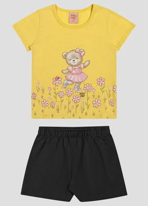 Kely Kety - Conjunto Blusa e Shorts em Moletinho Amarelo - KELY KETY