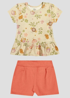 Kely Kety - Conjunto Blusa e Shorts em Moletinho Bege - KELY KETY