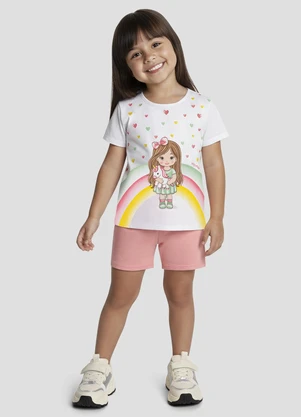 Kely Kety - Conjunto Blusa e Shorts em Moletinho Branco - KELY KETY