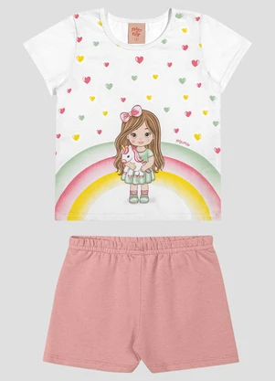 Kely Kety - Conjunto Blusa e Shorts em Moletinho Branco - KELY KETY