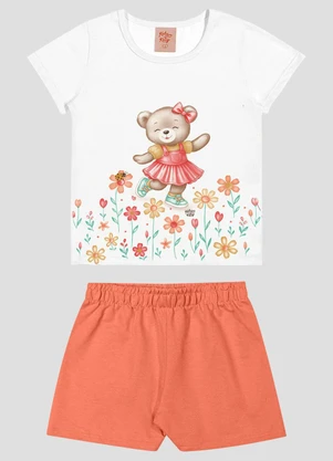 Kely Kety - Conjunto Blusa e Shorts em Moletinho Branco - KELY KETY