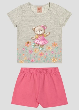 Kely Kety - Conjunto Blusa e Shorts em Moletinho Cinza - KELY KETY