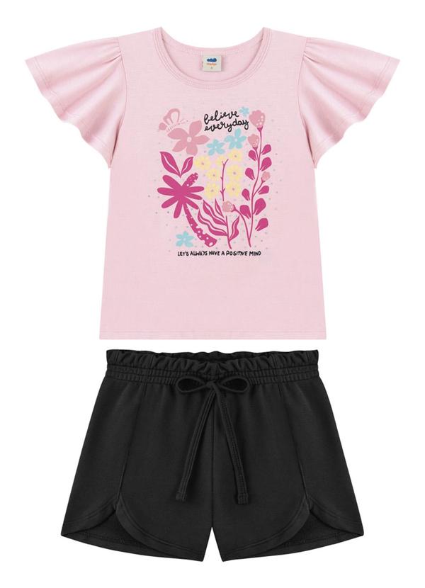 Marlan - Conjunto Blusa e Shorts em Moletinho Rosa 2