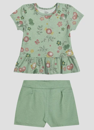 Kely Kety - Conjunto Blusa e Shorts em Moletinho Verde - KELY KETY