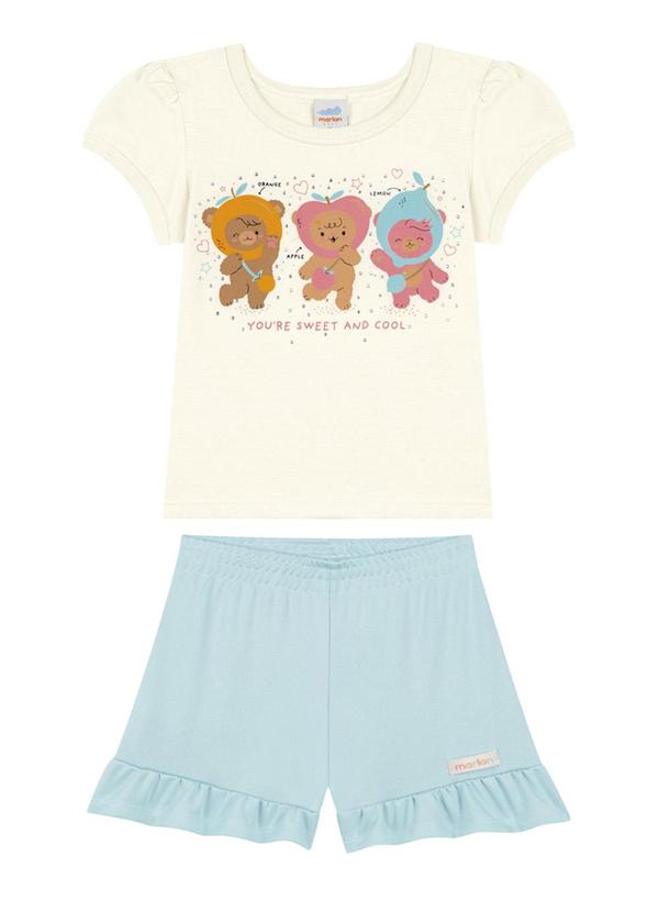 Marlan - Conjunto Blusa e Shorts em Newtech Bege 1