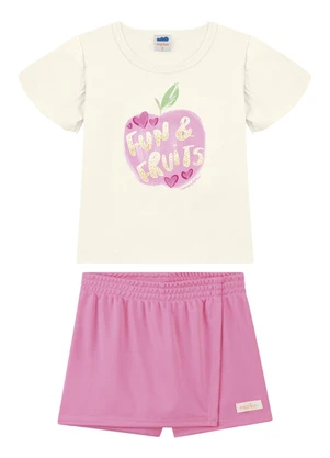 Marlan - Conjunto Blusa e Shorts em Newtech Bege - MARLAN