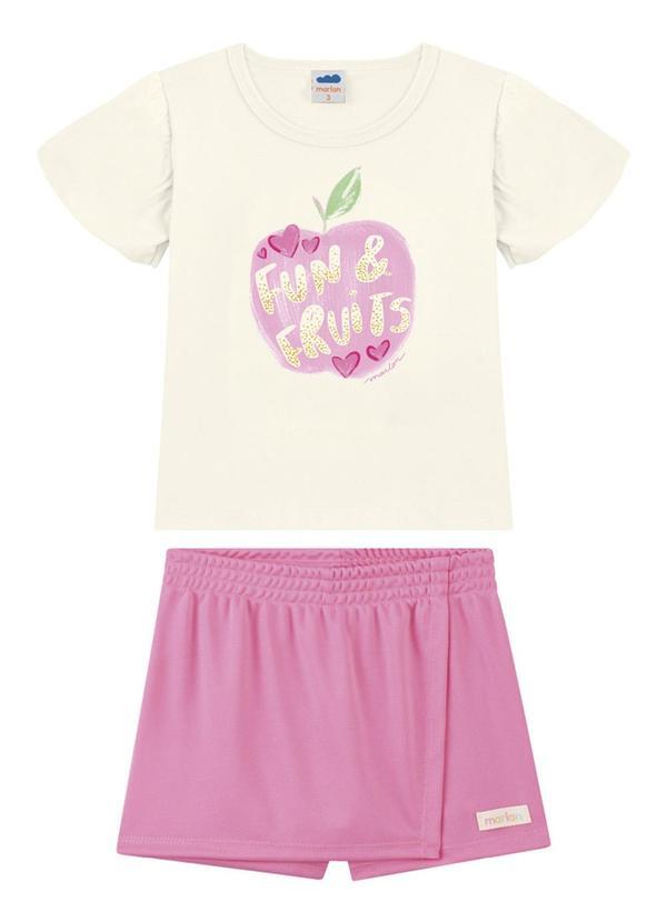 Marlan - Conjunto Blusa e Shorts em Newtech Bege