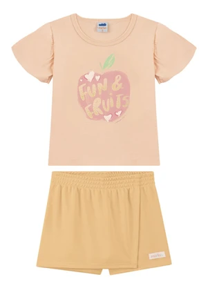 Marlan - Conjunto Blusa e Shorts em Newtech Laranja - MARLAN