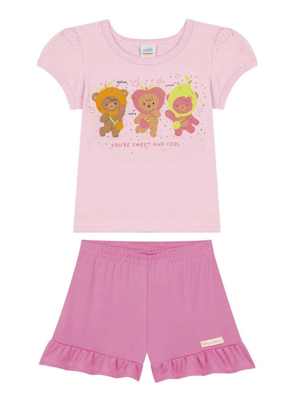 Marlan - Conjunto Blusa e Shorts em Newtech Rosa 2