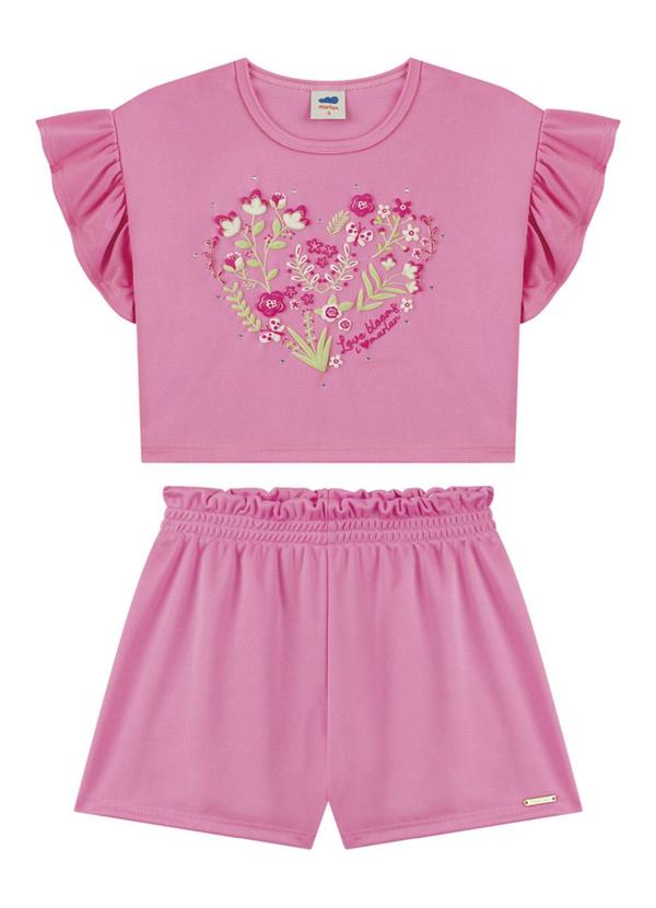 Marlan - Conjunto Blusa e Shorts em Newtech Rosa 2