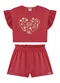 Marlan - Conjunto Blusa e Shorts em Newtech Rosa - variação: Vermelho