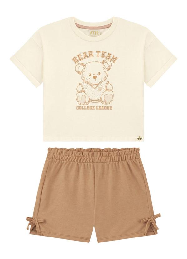 Milli e Nina - Conjunto Blusa e Shorts em Piquet Vintage Marrom