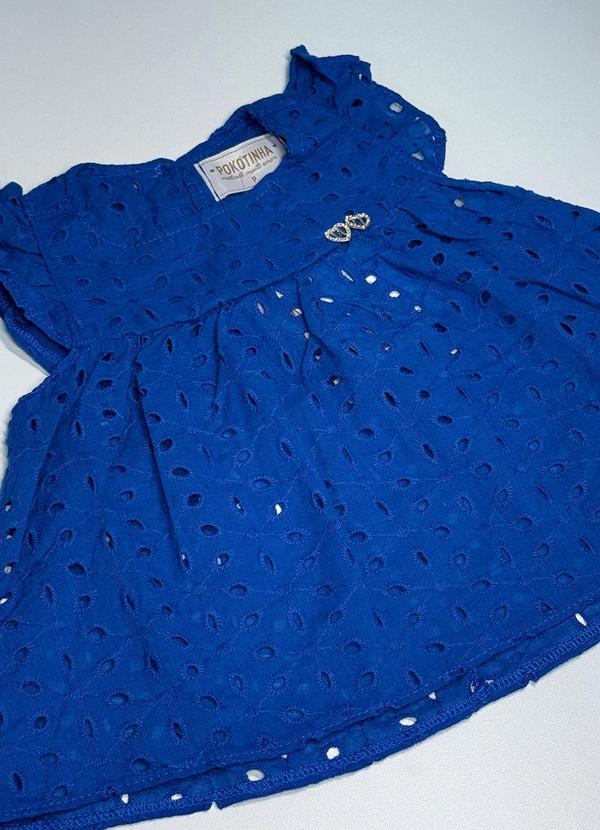 Pokótinha - Conjunto Blusa e Shorts em Tecido Bordado Azul 2