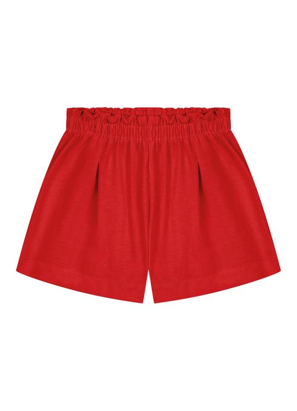 Milli e Nina - Conjunto Blusa e Shorts em Tecido Plano Vermelho 4