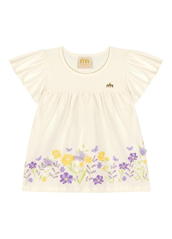 Milli e Nina - Conjunto Blusa e Shorts em Tecido Wind Bege 3