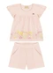 Milli e Nina - Conjunto Blusa e Shorts em Tecido Wind Bege - variação: Rosa