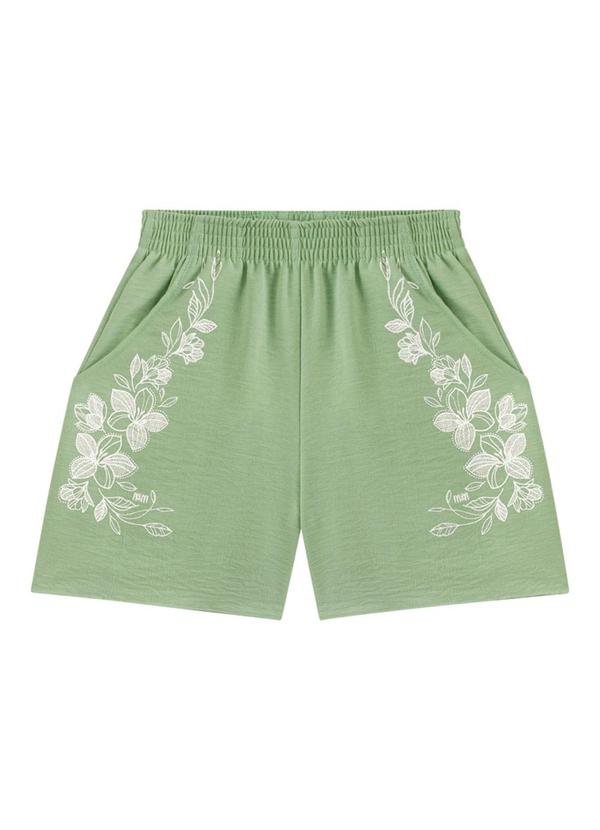 Milli e Nina - Conjunto Blusa e Shorts em Tecido Wind Verde 4