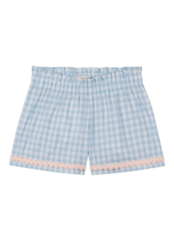 Milli e Nina - Conjunto Blusa e Shorts em Tricoline Vichy Rosa 4