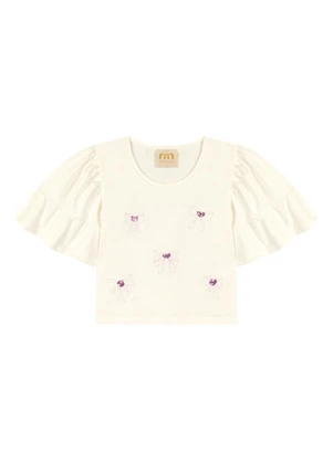 Milli e Nina - Conjunto Blusa e Shorts em Tule Bege - MILLI E NINA