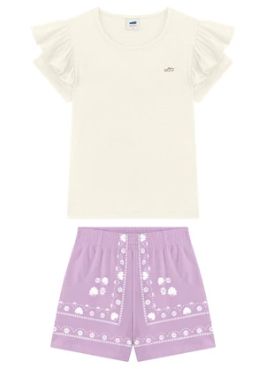 Marlan - Conjunto Blusa e Shorts Estampa Relevo Bege - MARLAN