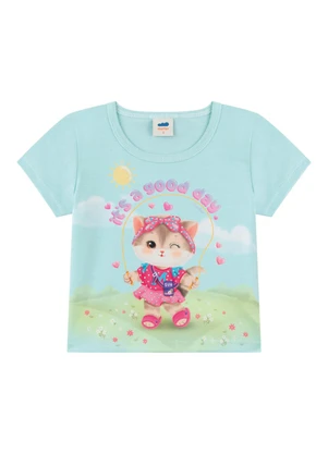 Marlan - Conjunto Blusa e Shorts Gatinhas Fashion Verde - MARLAN